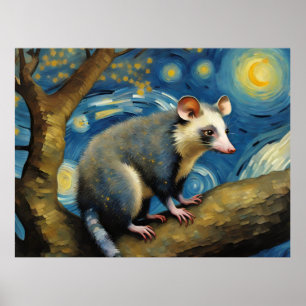 Poster Um Possum na Noite Estrelada