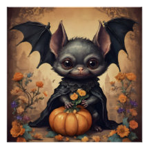 Um Poster brilhante Halloween Bat hb1