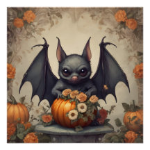Um Poster brilhante Halloween Bat hb3
