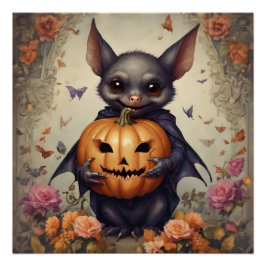 Pôster Um Poster brilhante Halloween Bat hb6