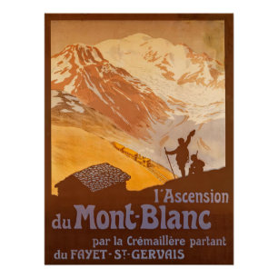 Pôster Um poster de arte para o turismo alpino no Monte B