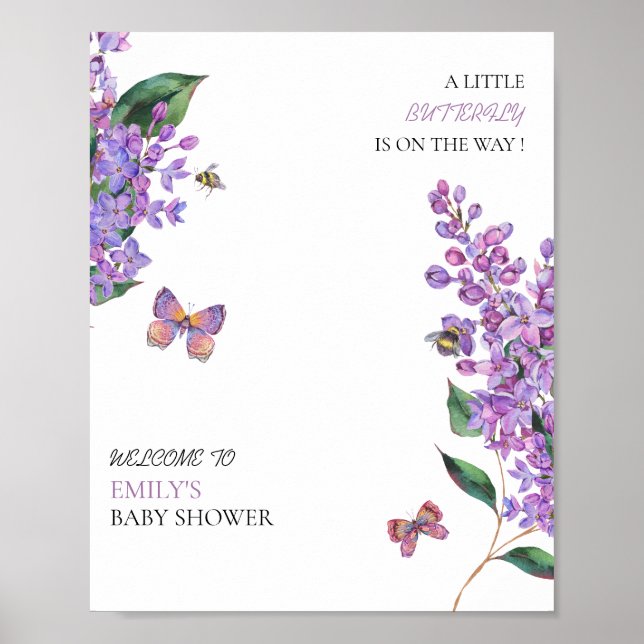 Poster Um pouco de amor em um Chá de fraldas de borboleta (Frente)