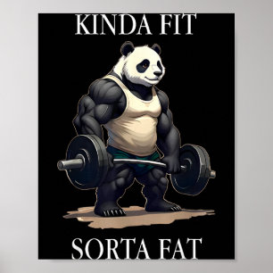 Poster Um pouco em forma meio gordo panda academia levant