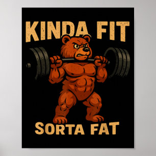 Poster Um Pouco Em Forma Meio Gordo Urso De Desenho Anima