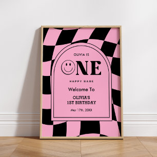 Poster Um primeiro aniversario Feliz de Bebê Bem-Vindo