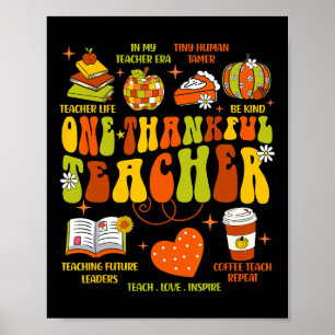 Poster Um professor agradecido Professor Retro Groovy Pro