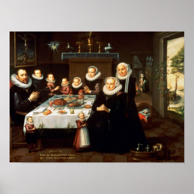 Poster Um retrato de uma família dizendo Grace Antes de u (Frente)