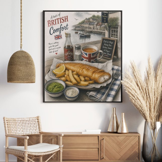 Poster Um Sabor de Conforto Britânico | Peixe Tradicional (Criador carregado)