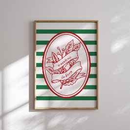 Poster Um salvador é Nascer Red Holly Banner Natal