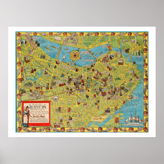 Poster Um Scott-Map de Boston, Massachusetts (Frente)