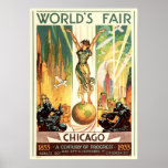 Pôster Um século de progresso - Feira Mundial de Chicago<br><div class="desc">1933 A Feira Mundial de Chicago - Uma Exposição Internacional do Século de Progresso foi o nome de uma Feira Mundial realizada em Chicago entre 1933 e 1934 para celebrar o centenário da cidade. O tema da feira foi a inovação tecnológica. O lema da feira era "Ciências, Indústria Aplicada, Formas...</div>
