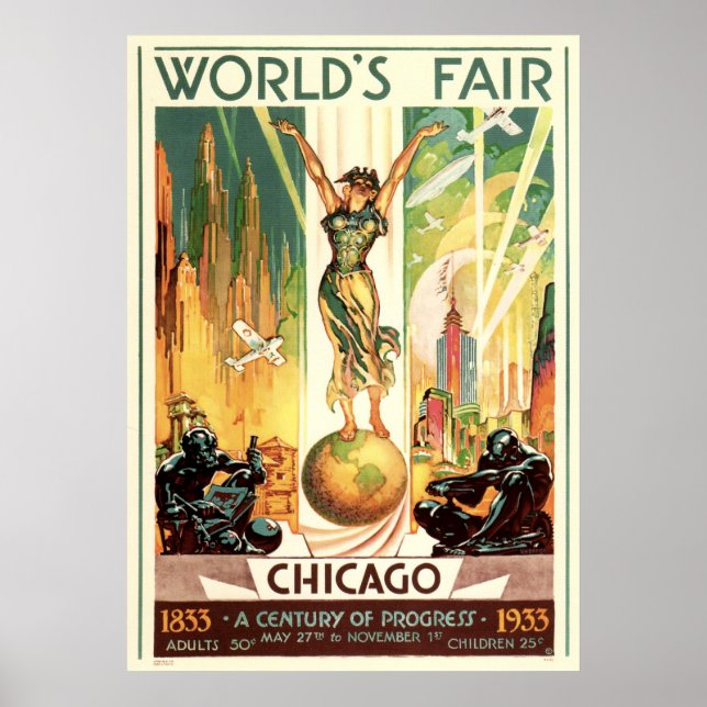 Pôster Um século de progresso - Feira Mundial de Chicago  (Frente)