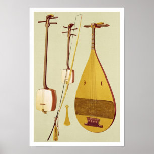 Pôster Um shamisen, um kokyu e um biwa, japonês, 'da MU