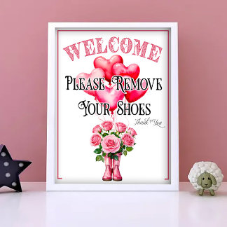 Poster Um Sinal de Dia dos Namorados para Remover Sapatos