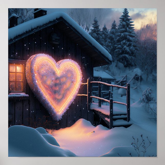 Poster Um Sinal de Forma Cardíaca Grande diante de uma Ca (Frente)