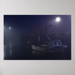Pôster Um Solitário de arte noturna de Harbor