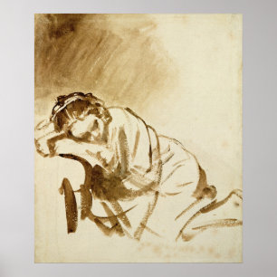 Pôster Um sono c.1654 da jovem mulher