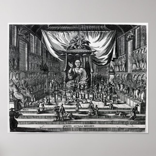 Pôster Um templo budista, uma ilustração (Frente)