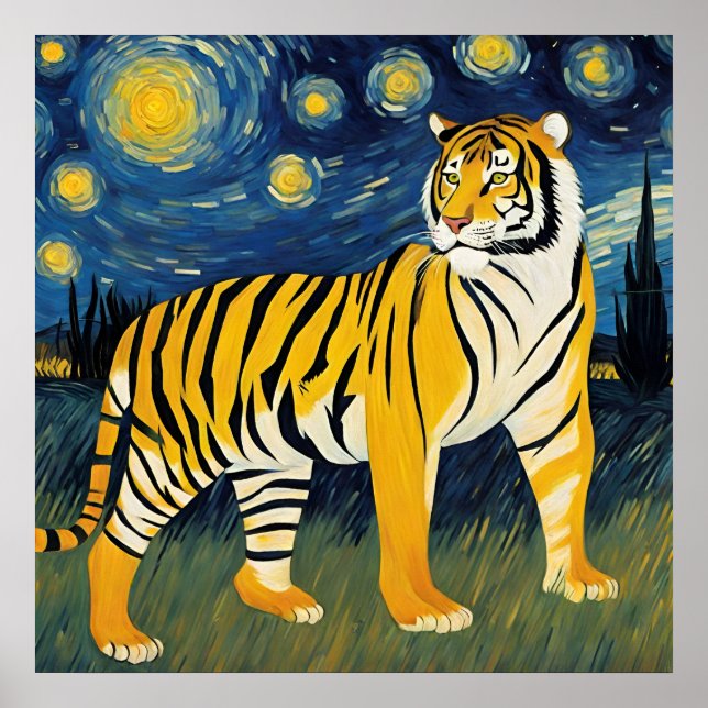 Poster Um Tigre na Noite Estrelada (Frente)