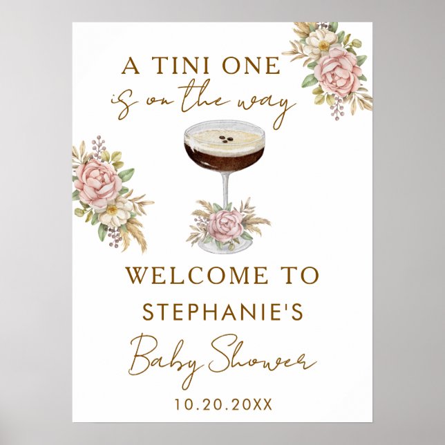 Poster Um Tini Um Dusty Pink Espresso Martini Chá de Bebê (Frente)