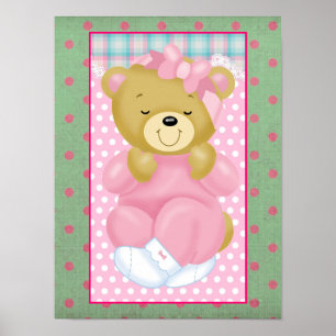 Poster Um Urso Fofo e Aconchegante Vestido de Rosa
