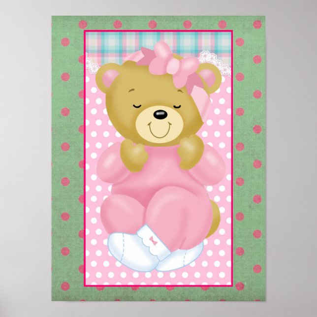 Poster Um Urso Fofo e Aconchegante Vestido de Rosa (Frente)