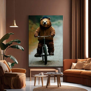 Poster Um urso numa bicicleta