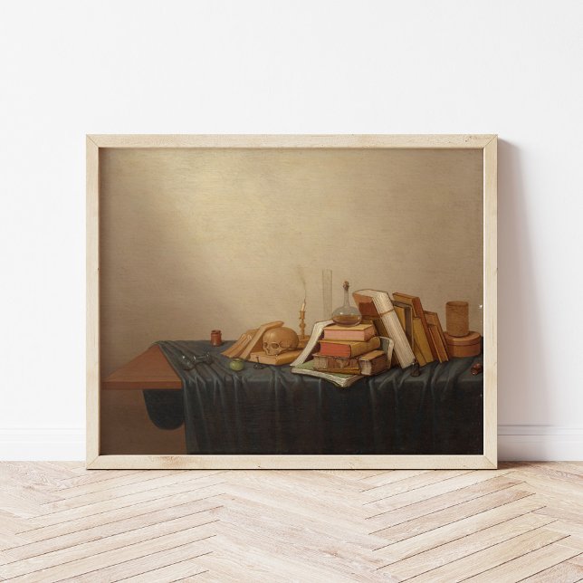 Poster Um Vanitas com Livros e Crânio | Gerrit van Vucht (Criador carregado)