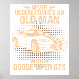 Poster Um velho Dodge Viper 1996 Gts Stripes