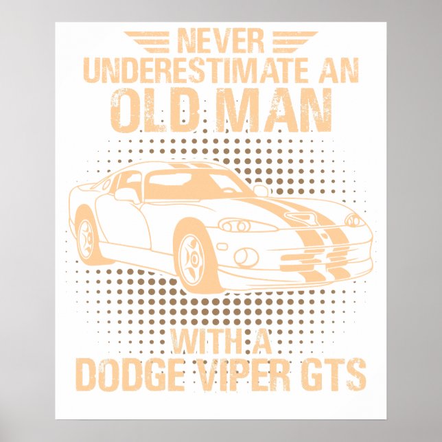 Poster Um velho Dodge Viper 1996 Gts Stripes (Frente)