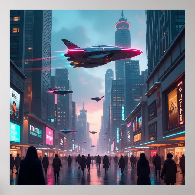 Poster Um vislumbre da Futurística paisagem urbana (Frente)