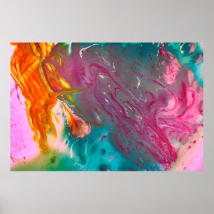 Poster Uma armação de óleo de abstrato colorido pintado d