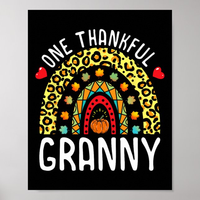 Poster Uma avó agradecida Ação de Graças Rainbow Leopard  (Frente)