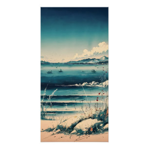 Pôster Uma bela Aquarela de Estilo Japonês