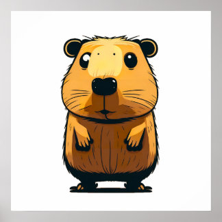 Poster Uma bela Capybara de pé e de frente