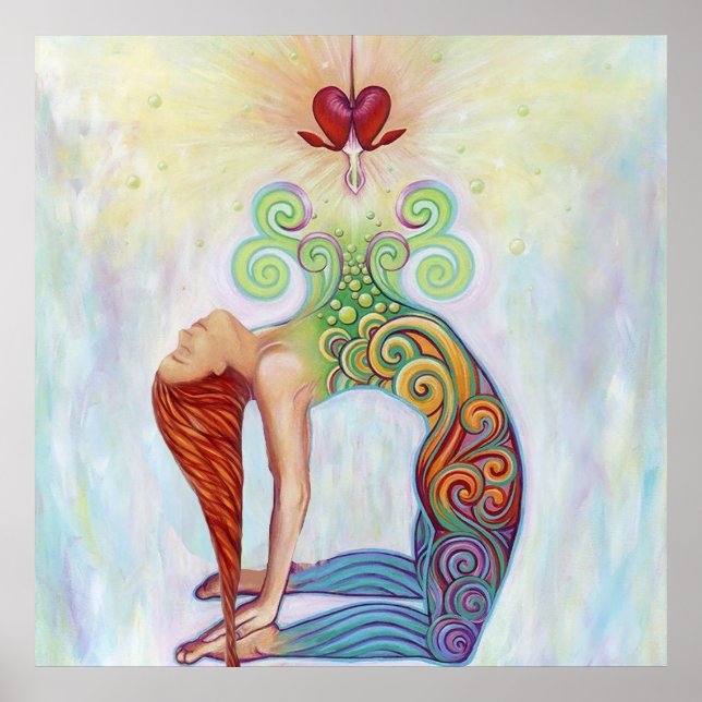 Poster Uma bela foto de uma mulher meditando (Frente)