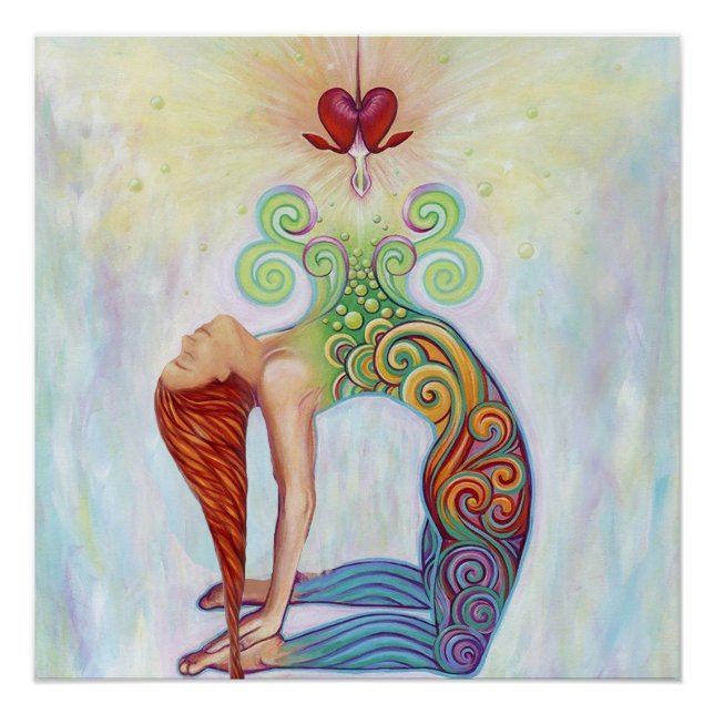 Pôster Uma bela foto de uma mulher meditando (Frente)