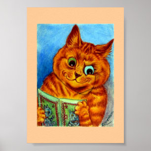 Poster Uma Boa Leitura, ilustrado por Louis Wain,