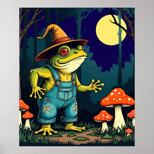 Poster Uma Bruxa Sapo Familiar Forrageando à Noite (Frente)