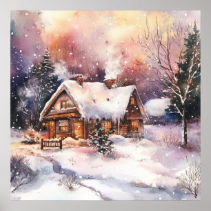 Poster Uma cabana aconchegante no inverno