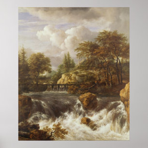 Pôster Uma cachoeira em uma paisagem rochosa, c.1660-70
