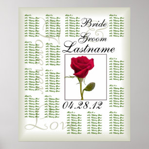 Poster Uma carta do assento do convidado do casamento da