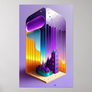 Poster Uma Casa Branca e Árvores