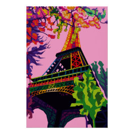 Pôster Uma Celebração Colorida da Torre Eiffel