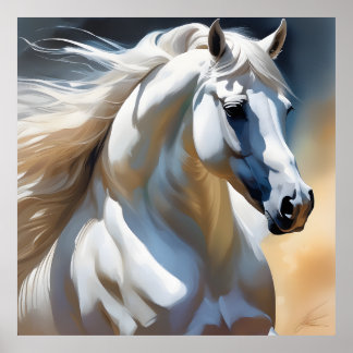 Poster Uma cena da natureza Um cavalo branco