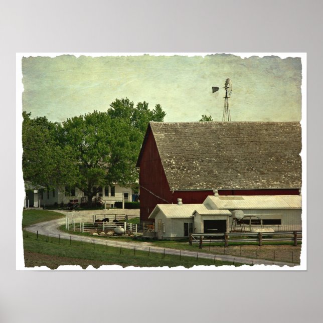 Poster Uma cena de Fazenda de Iowa rural (Frente)