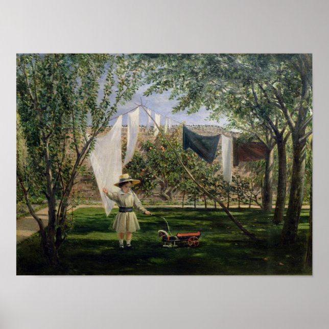 Poster Uma cena do jardim, com um menino (Frente)