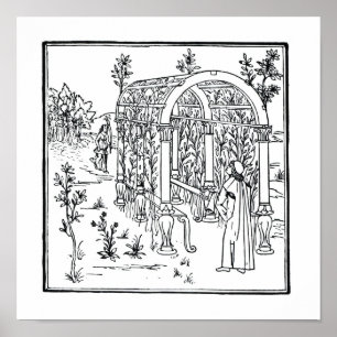 Pôster Uma cena do jardim, de "Hypnerotomachia Poliphili"