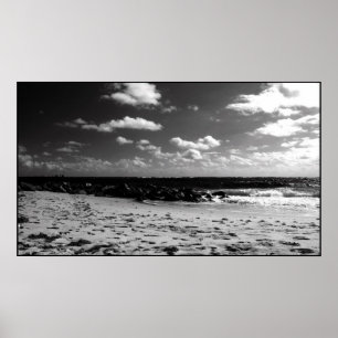 Poster Uma cena preto e branco da praia