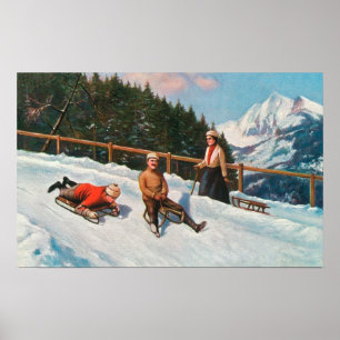 Pôster Uma cena Sledding do Toboggan